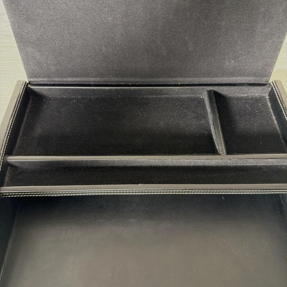 Vtg Faux Leather Desk Box W/ Lid Organizer Writers Box Office MCM 13.5